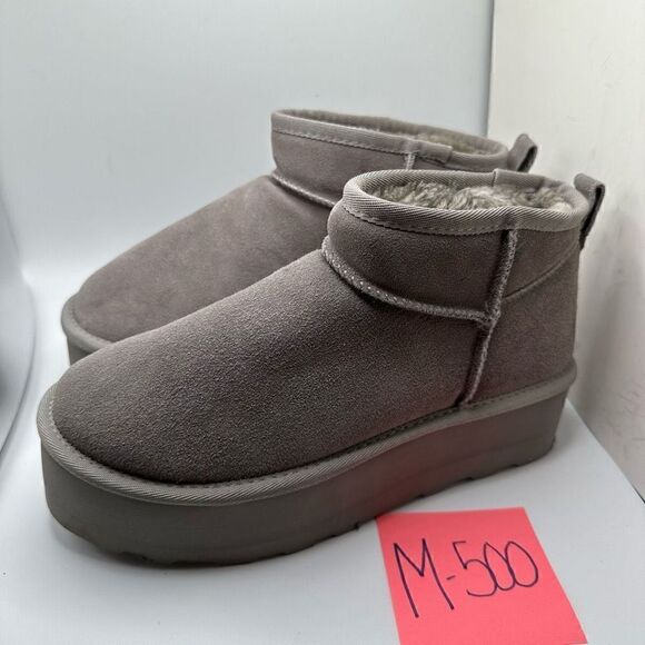 CUSHIONAIRE Women's Genuine Suede pull platform boot +Memory Foam 8.5 GRAY - Picture 3 of 7